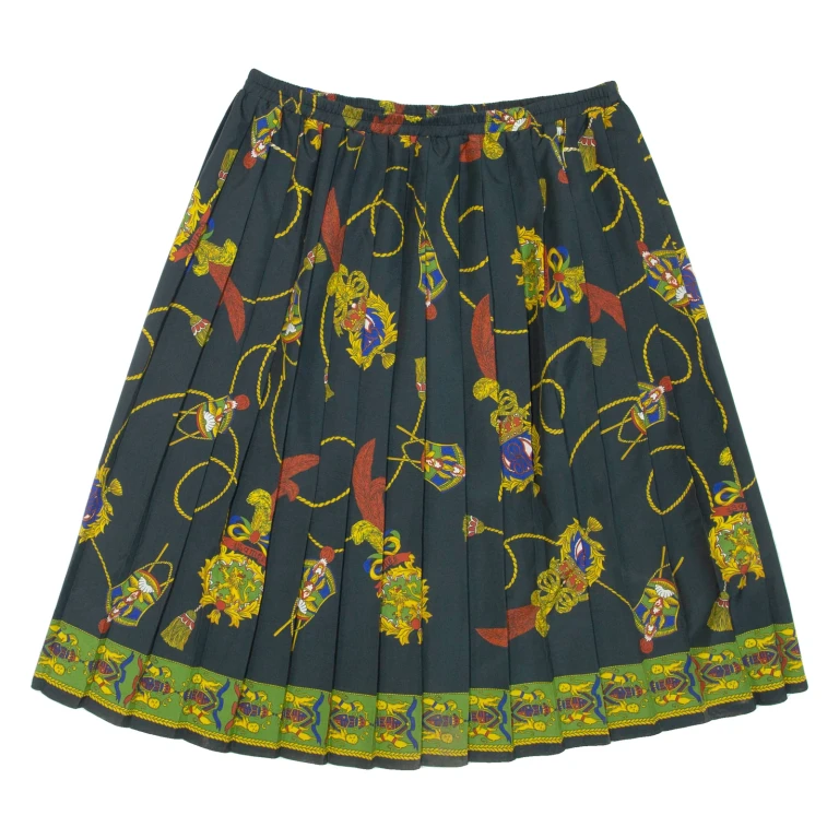 Womens Pleated Skirt Grey Knee Length Crazy Pattern XL