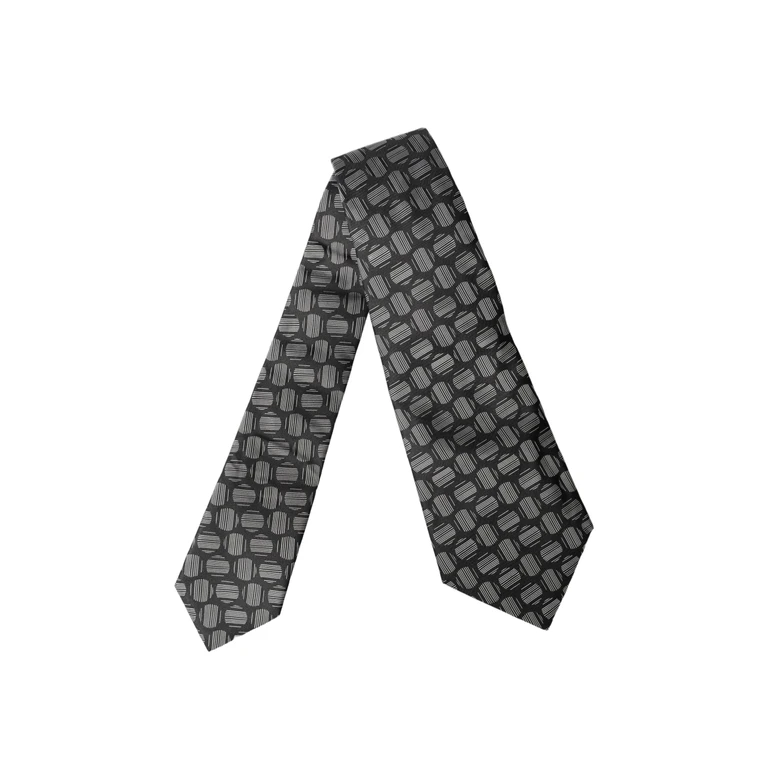Black White Geometric Silk Adjustable Women Necktie Tie And - Women