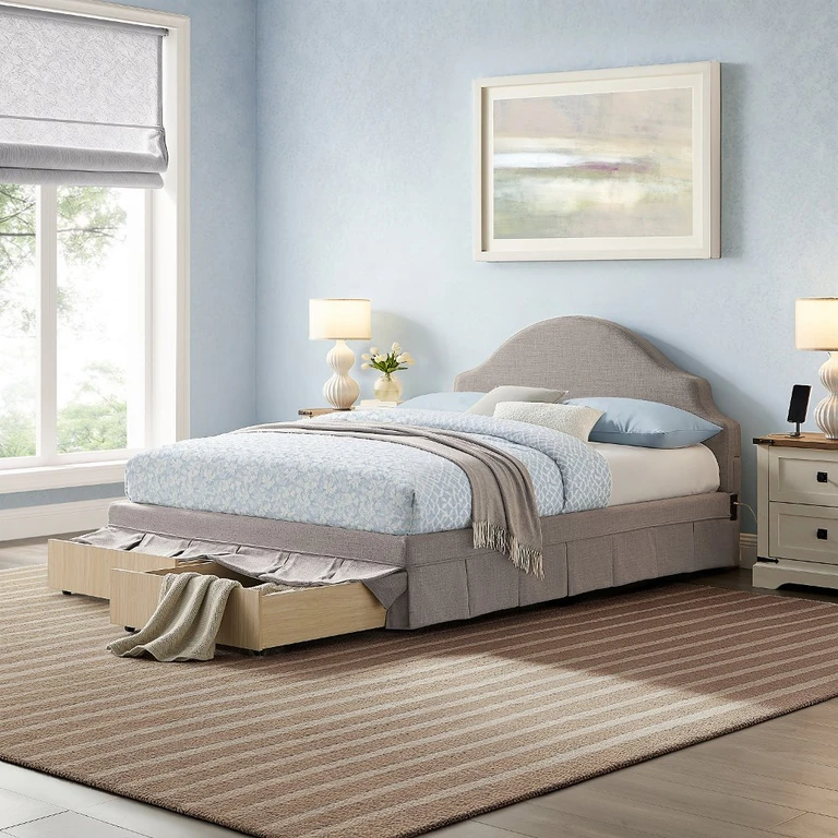 Darcy Gray Upholstered Queen Storage Bed