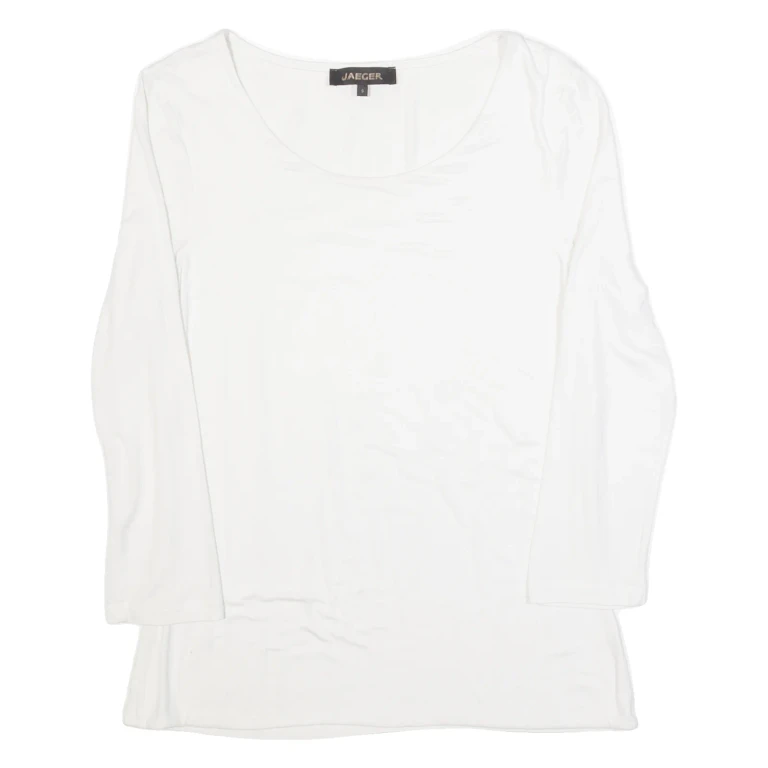 JAEGER Womens T-Shirt White 3/4 Sleeve S