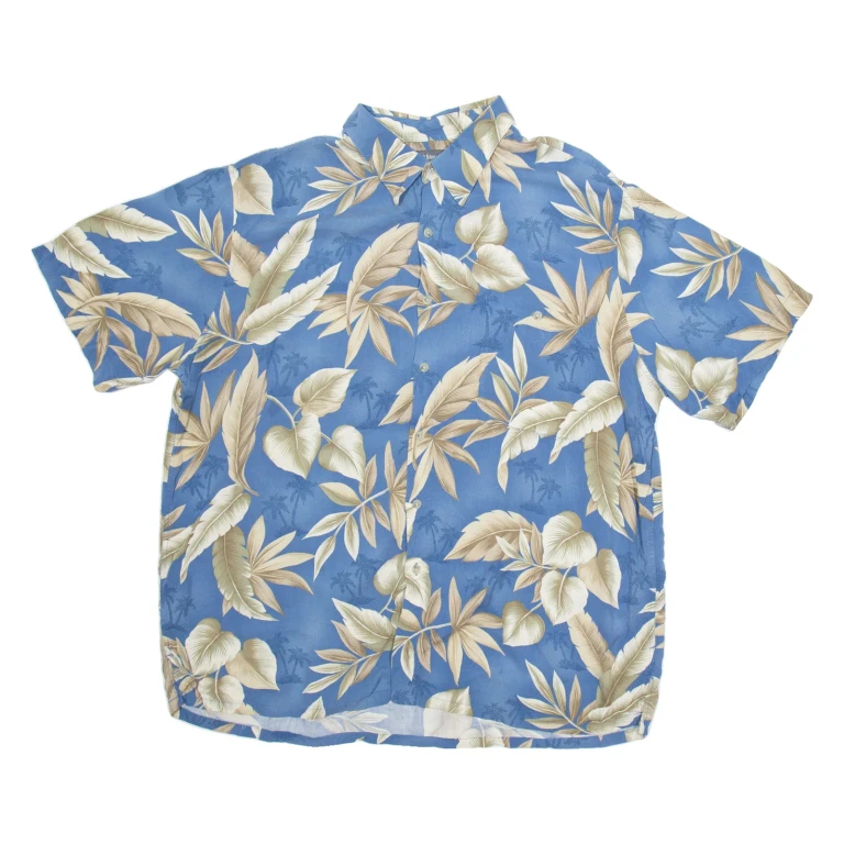 CROFT & BARROW Mens Hawaiian Shirt Blue Floral XL