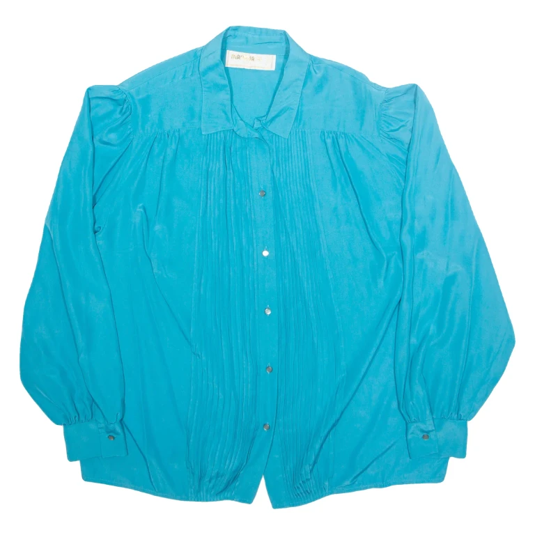 Womens Shirt Blue Collared Long Sleeve XL