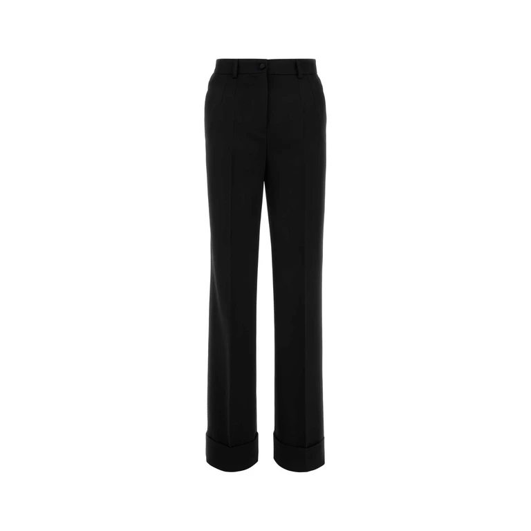 Dolce & Gabbana Black Wool Pant Nero Exterior: Virgin Pantaloni - Women