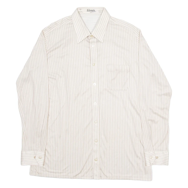 LIBERO Mens Shirt Beige Striped Long Sleeve M