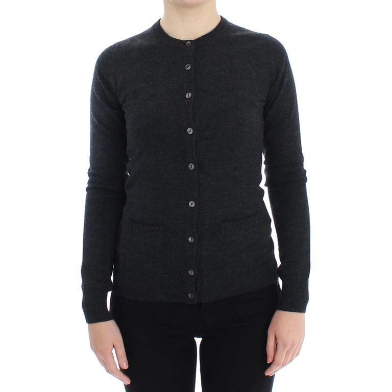 Dolce & Gabbana Gray Wool Button Cardigan Sweater Goatskin Clothing - Women