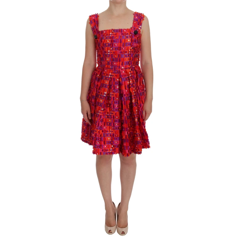 Dolce & Gabbana Pink Patterned A-Line Above Knees Dress Polyester - Women