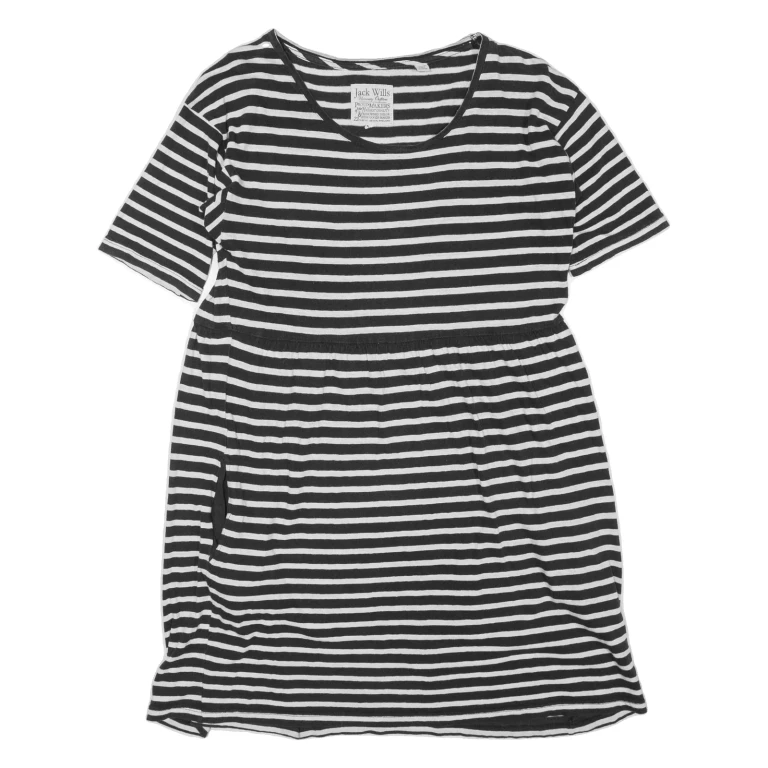 JACK WILLS Womens Day Dress Blue Striped Short Sleeve Short UK 10