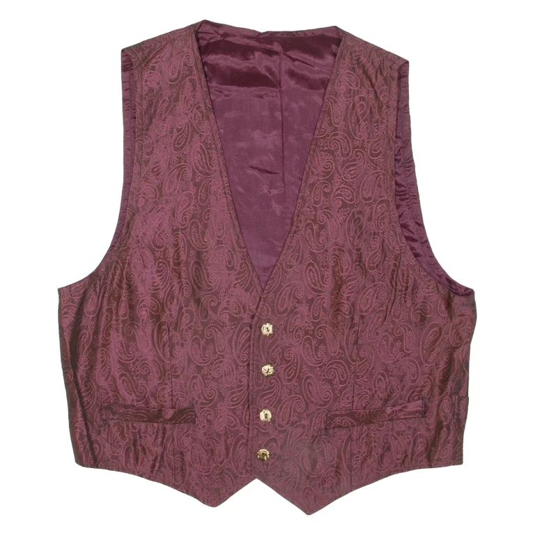 Mens Blazer Waistcoat Maroon Paisley S