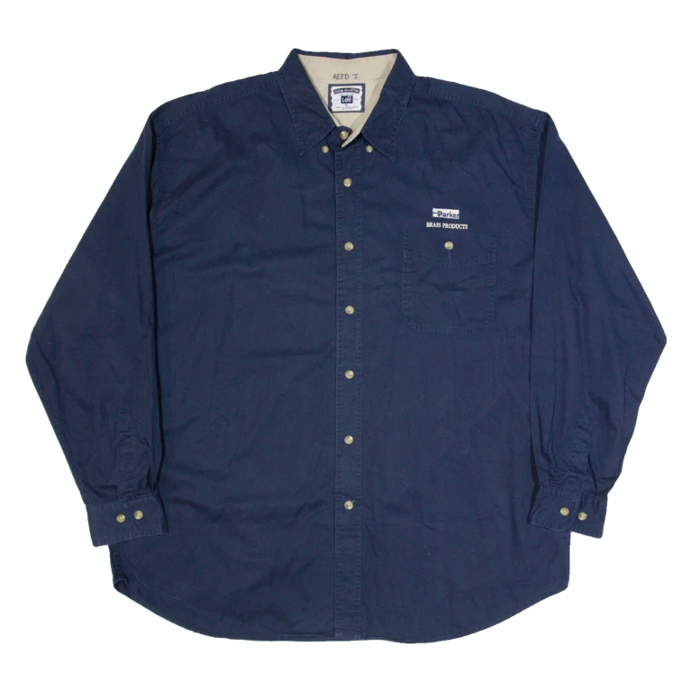LEE Mens Worker Shirt Blue 90s Long Sleeve XL