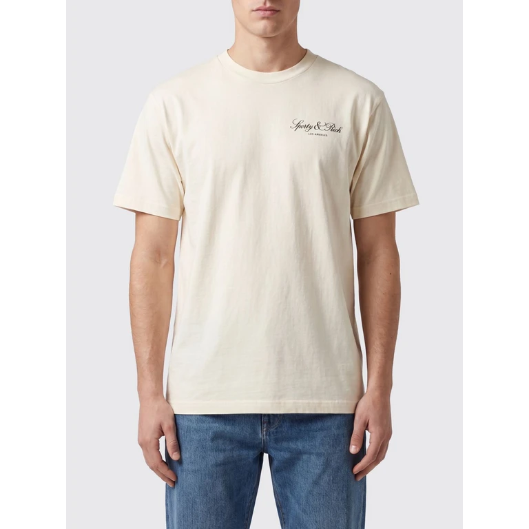 Crewneck Cotton T-Shirt with a Contrast Logo Print (TO11976269WH37ECRUNAVY)