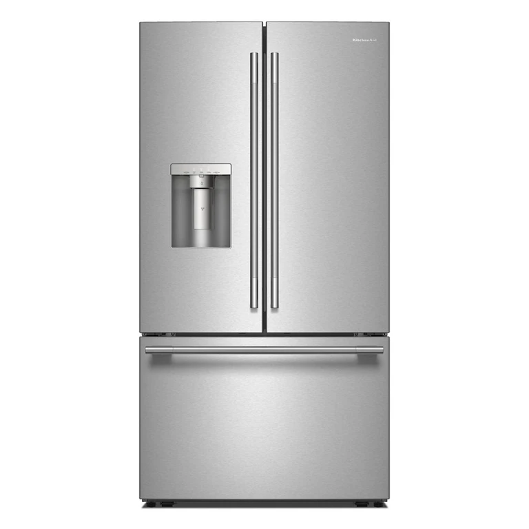 30 Cu. Ft. 36 in. French Door Refrigerator w/ Exterior Water & Ice Dispenser Wood-Look Sliding Tray In Printshield Finish in Steel
