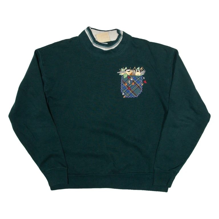 TOP STITCH Womens Sweatshirt Green High Neck M
