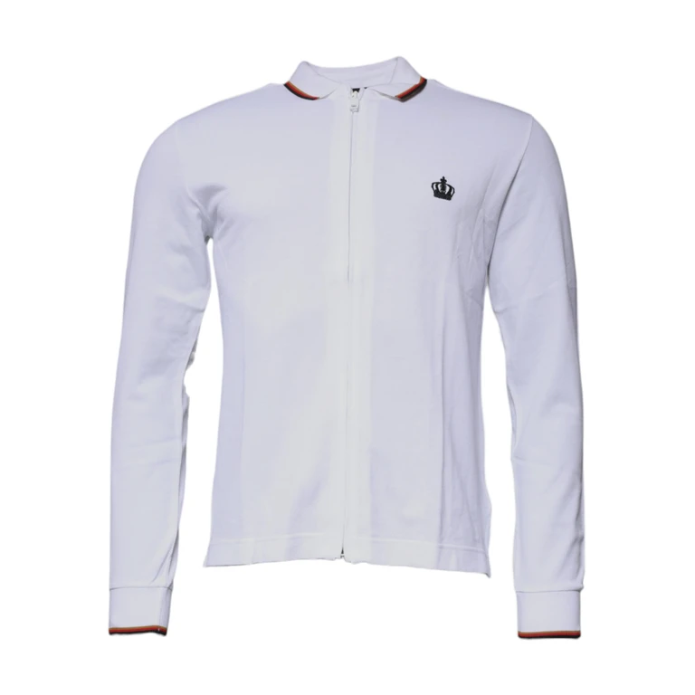 Dolce & Gabbana White Crown Men Full Zip Sweatshirt Sweater Cotton Silk Clothing - Men