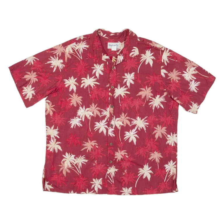 BISHOP ST Mens Hawaiian Shirt Pink Floral 2XL