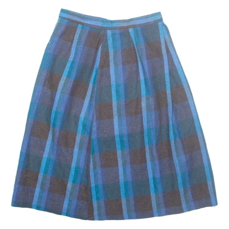 Womens A-Line Skirt Blue Midi Wool S