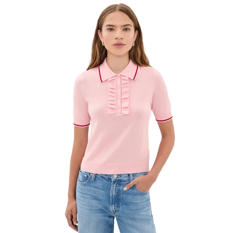 The Ruffle Raquette Polo Jer Pink And Red S
