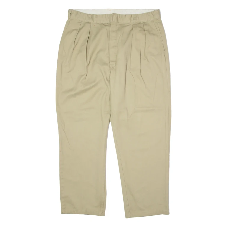 DICKIES Workwear Mens Twill Trousers Beige Slim Straight W36 L28