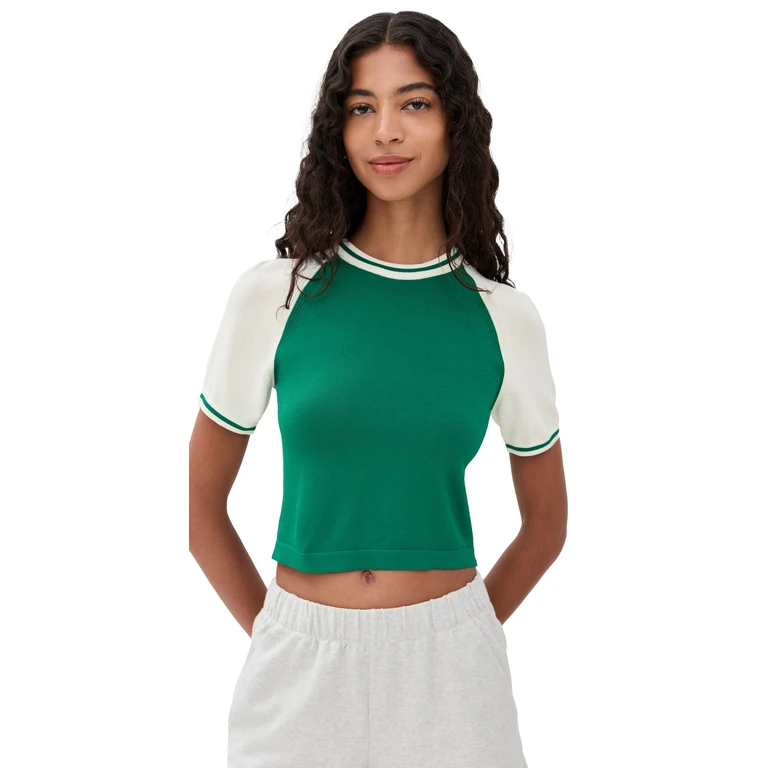 State & Lake Raglan Baseball Tee White/Navy L