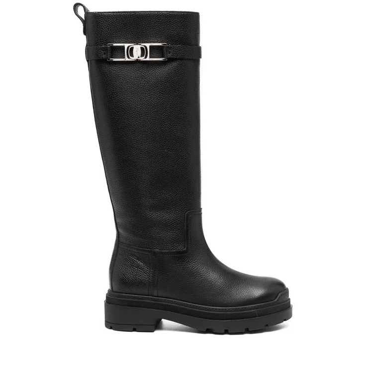 Ferragamo Vara Chain Knee-High Boots