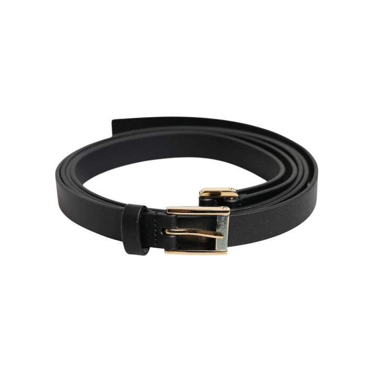 Dolce & Gabbana Black Classic Gold Metal Logo Buckle Belt Calf Leather - Men
