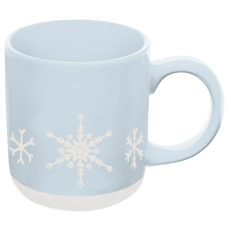 Snowflakes 14 oz Blue Stoneware Coffee Mug
