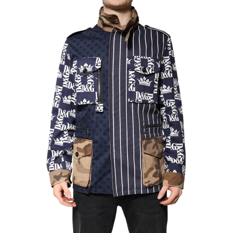 Multicolor Cotton Logo Patchwork Coat Jacket Elastane Clothing - Men