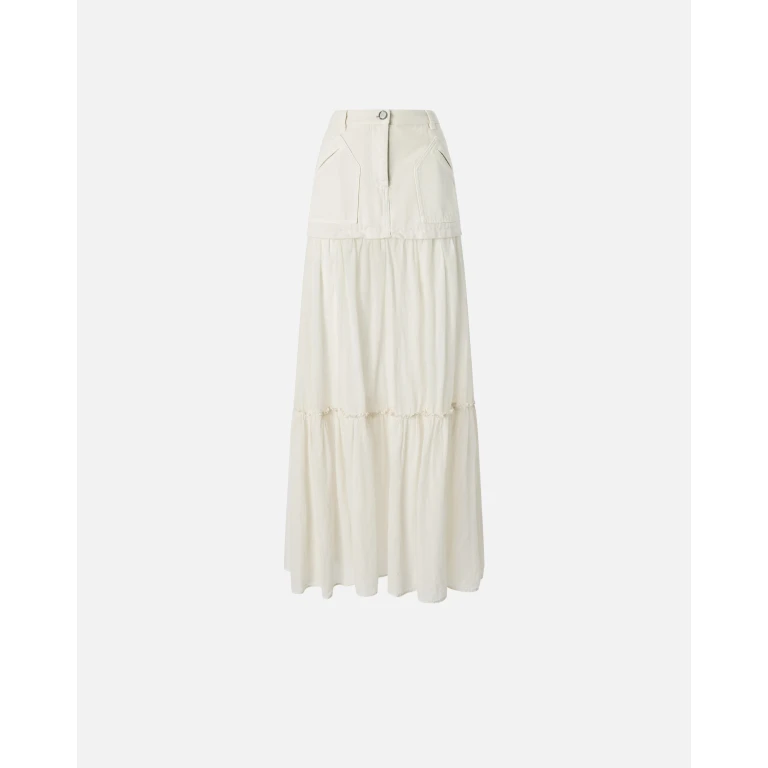 Pinko - Long skirt in canvas and cotton voile - 36