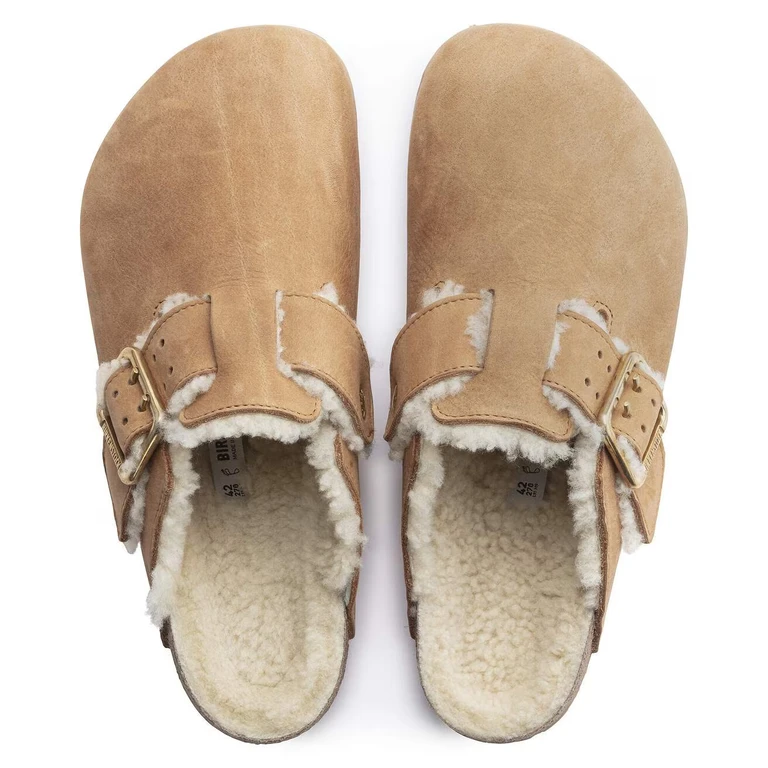 Unisex Boston Bold Shearling Natural Leather Cognac