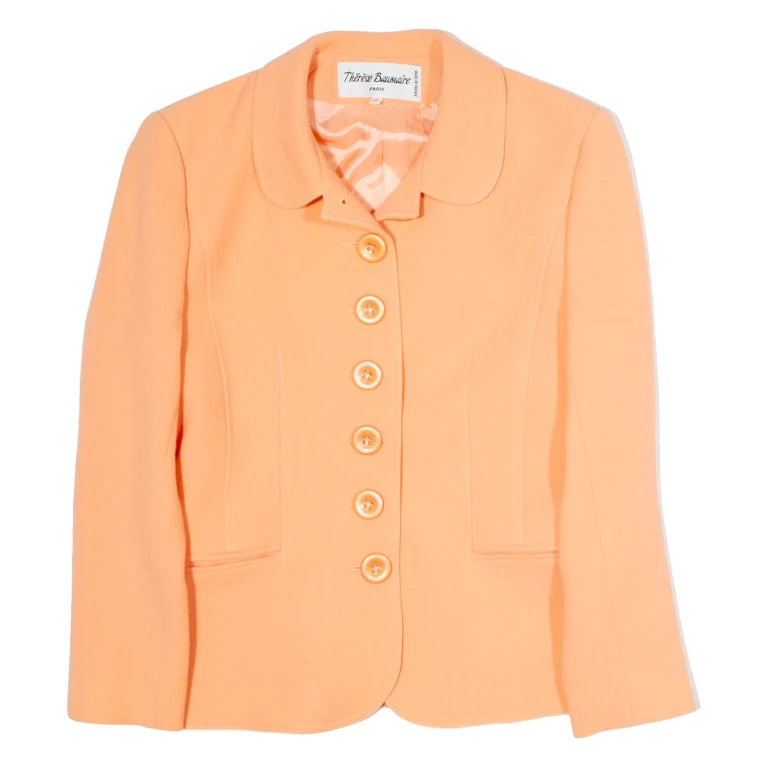 THERESE BAUMAIRE Womens Blazer Jacket Pink Wool 80s XS