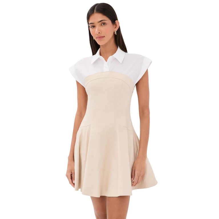 SIMKHAI Sundae Linen Blend Mini Dress Sand Multi 4