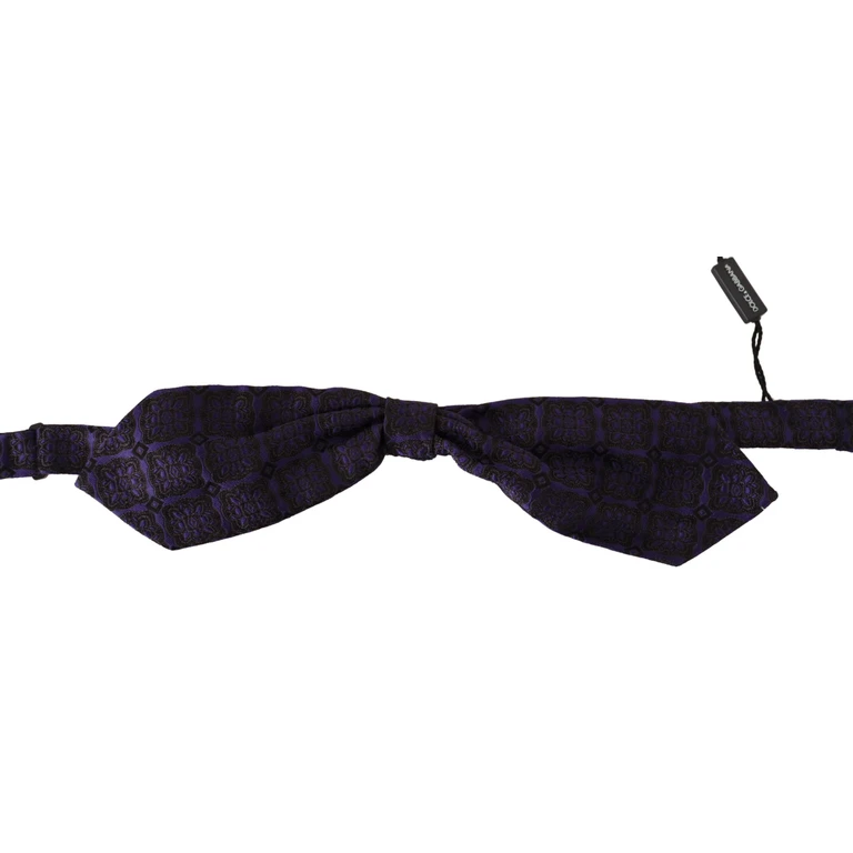 Dolce & Gabbana Blue Geometric Silk Adjustable Neck Papillon Tie - Men