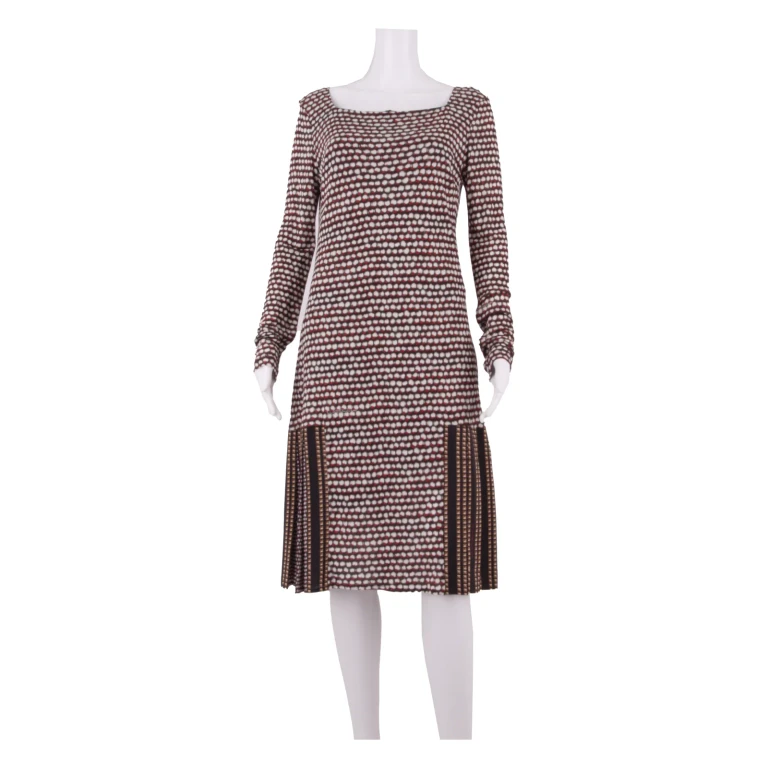 ROBERTO CAVALLI Womens Shift Dress Black Spotted Long Sleeve Midi M