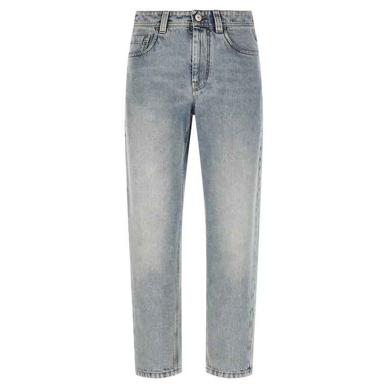 Brunello Cucinelli Blue Cotton Tapered Jeans Clothing - Women