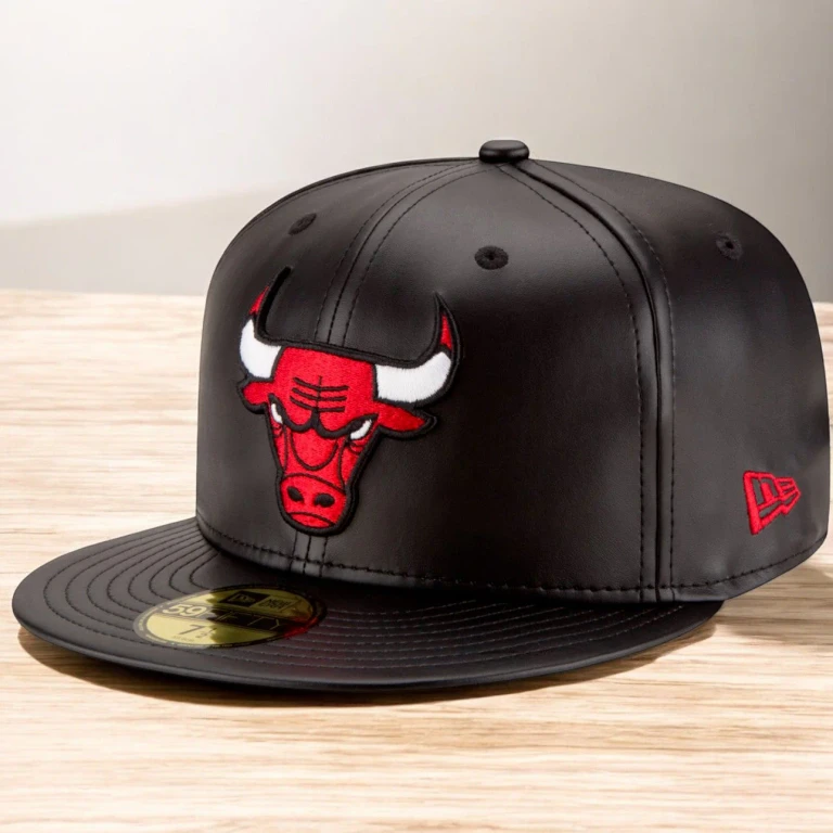 Men's NBA 59Fifty Faux Leather Fitted Cap Chicago Bulls Hats