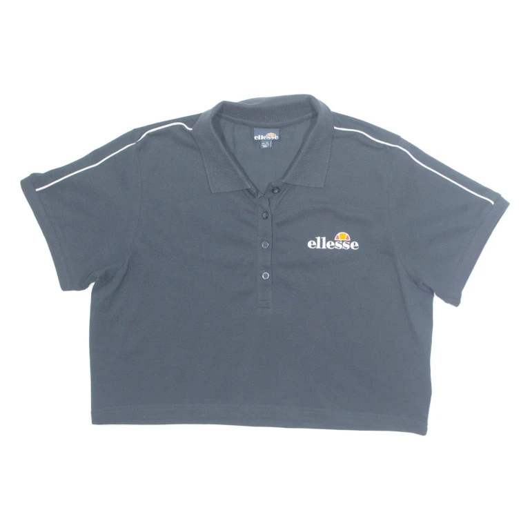 ELLESSE Cropped Womens Polo Shirt Blue UK 18