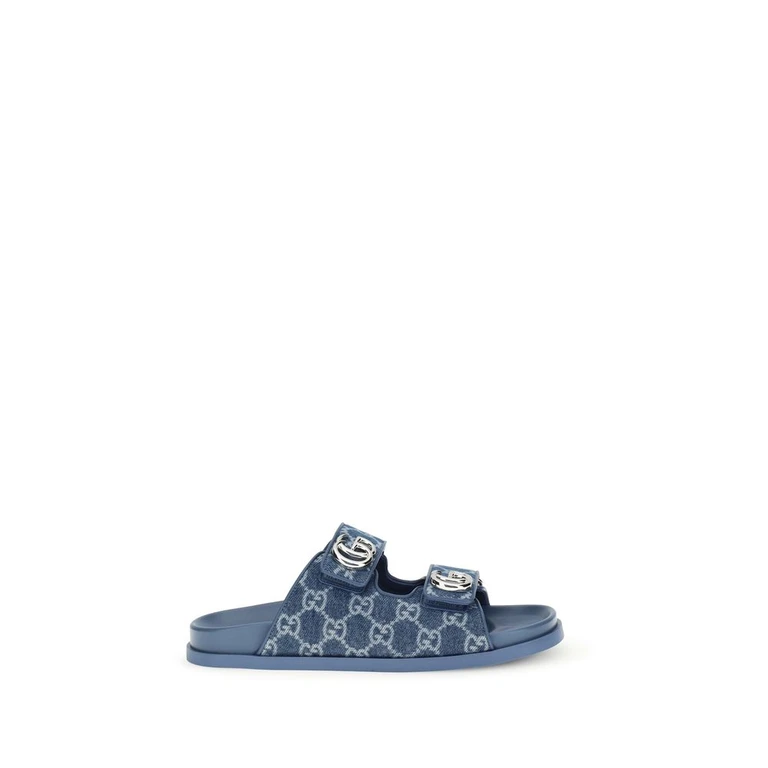 Gucci Blue Cotton Flat Sandals - Women