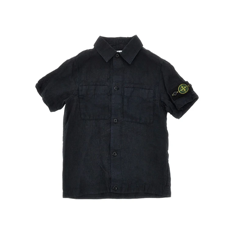 Camicia in lino Stone Island con badge logo per bambini (8 anni)