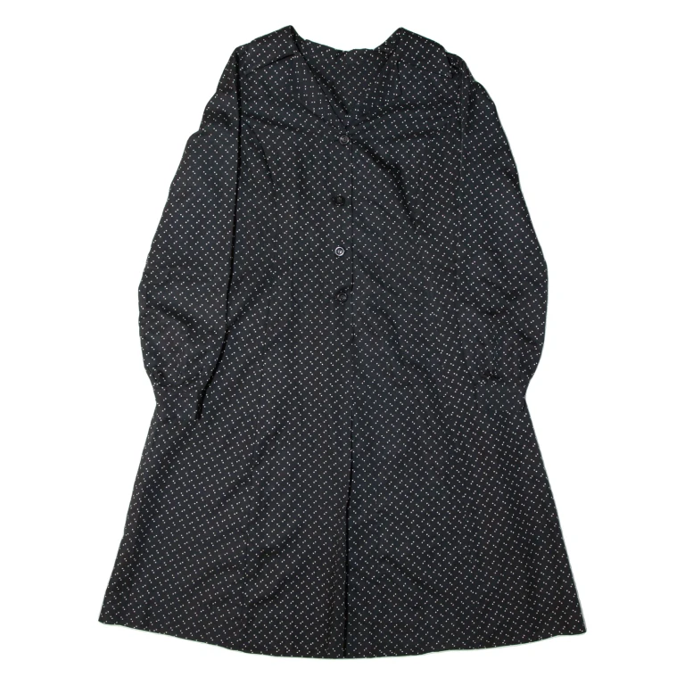 Womens A-Line Dress Black Spotted Long Sleeve Midi M