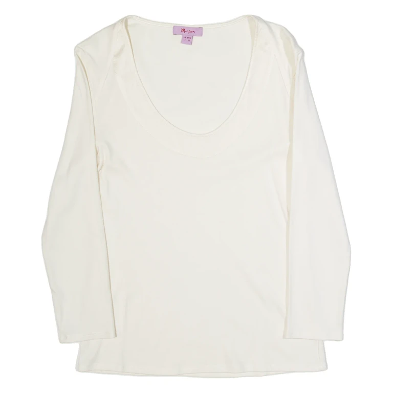 MONSOON Womens Top Cream Long Sleeve UK 12