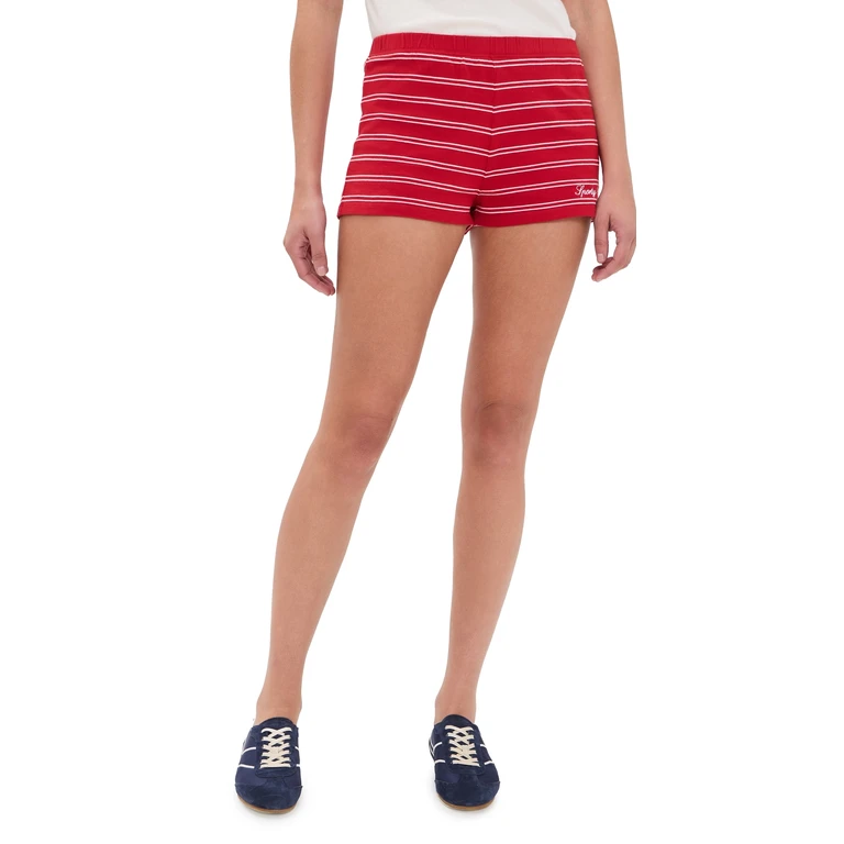 Sporty & Rich Signature Logo Short Shorts Ruby/White L