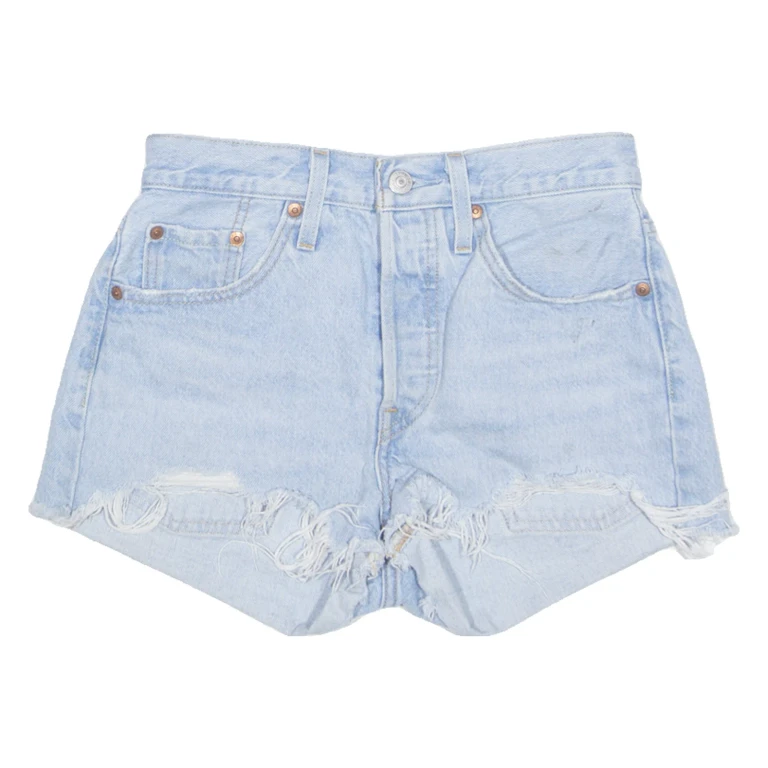 LEVI'S Cut Off 501 Premium E Womens Denim Shorts Blue S W27