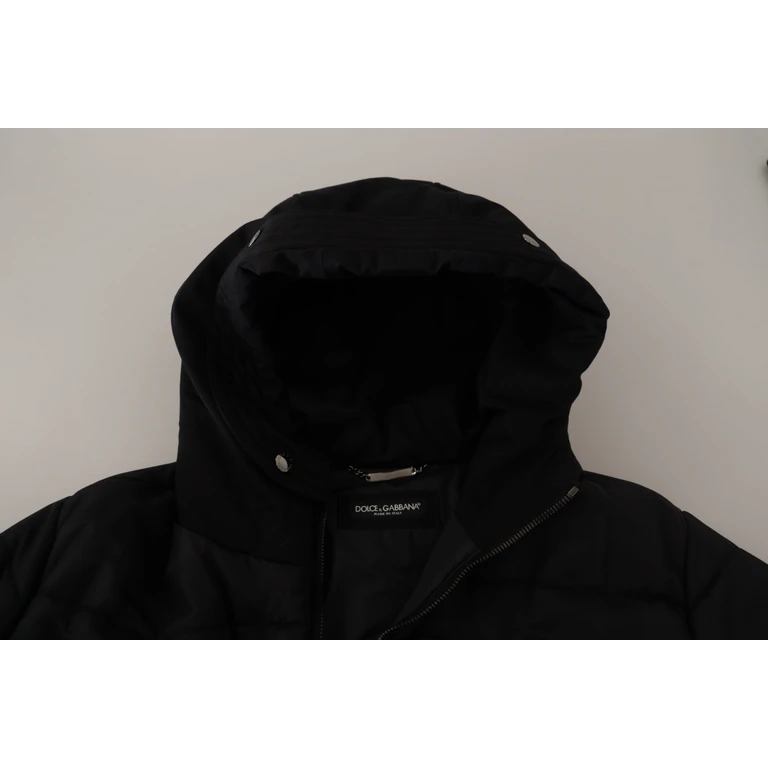 Dolce & Gabbana Black Nylon Hooded Parka Coat Winter Jacket Clothing - Men