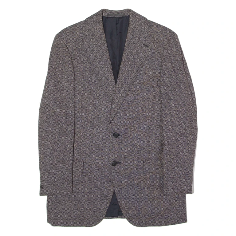 JARTEX Mens Blazer Jacket Blue Wool 90s Geometric M