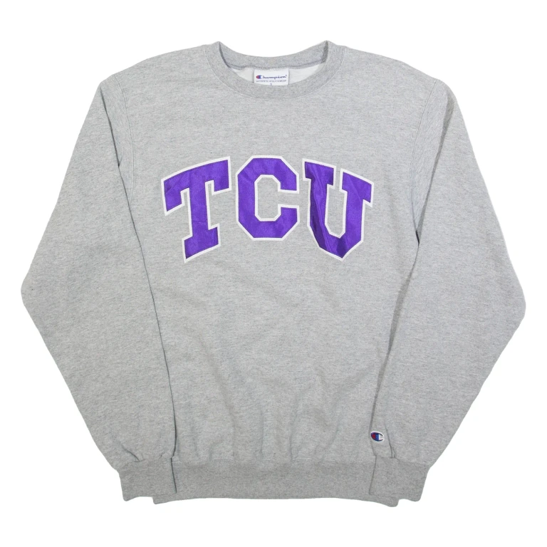 CHAMPION TCU Mens Sweatshirt Grey USA S