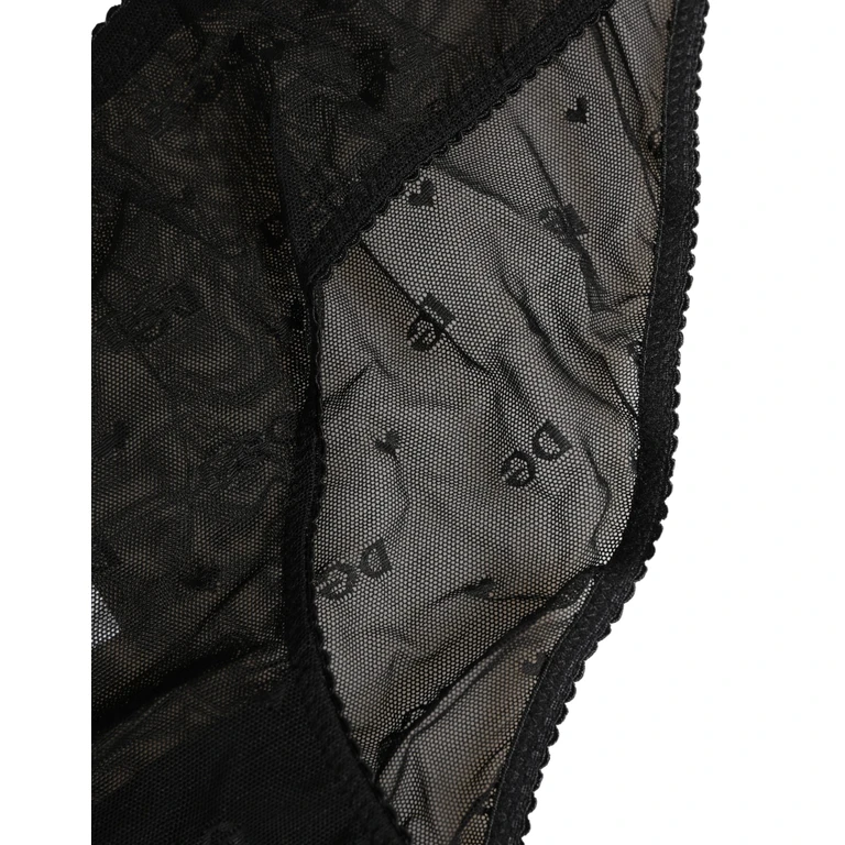 Black Sheer Mesh Lace Logo Brief Panty Underwear Nylon Elastane Clothing - Women