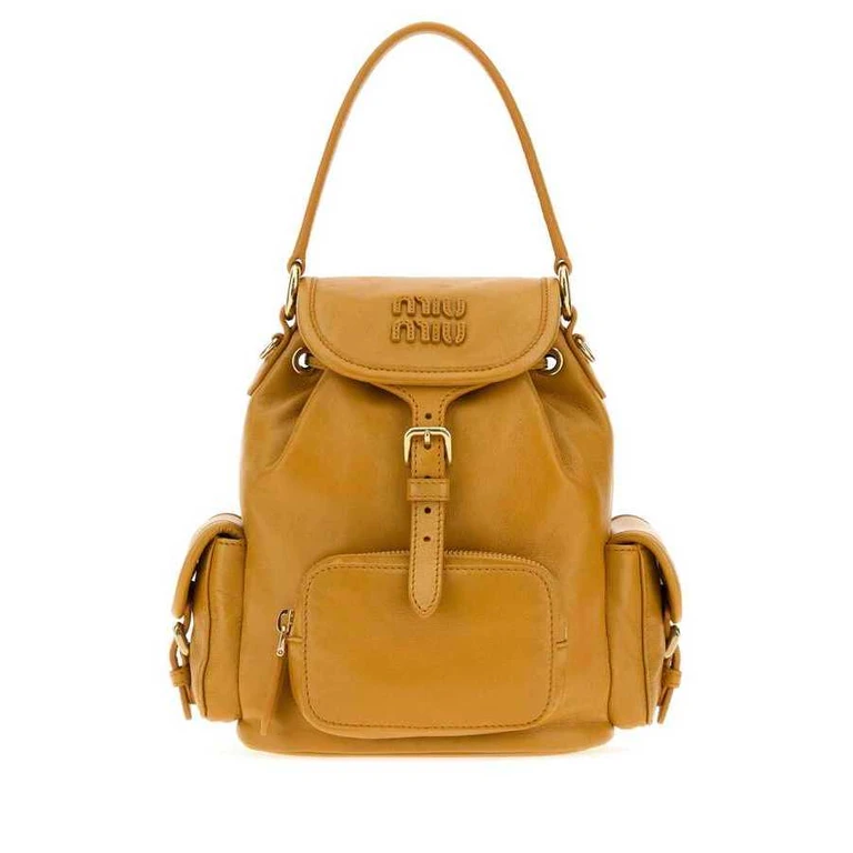 Mustard Leather Backpack Whisky Zaini