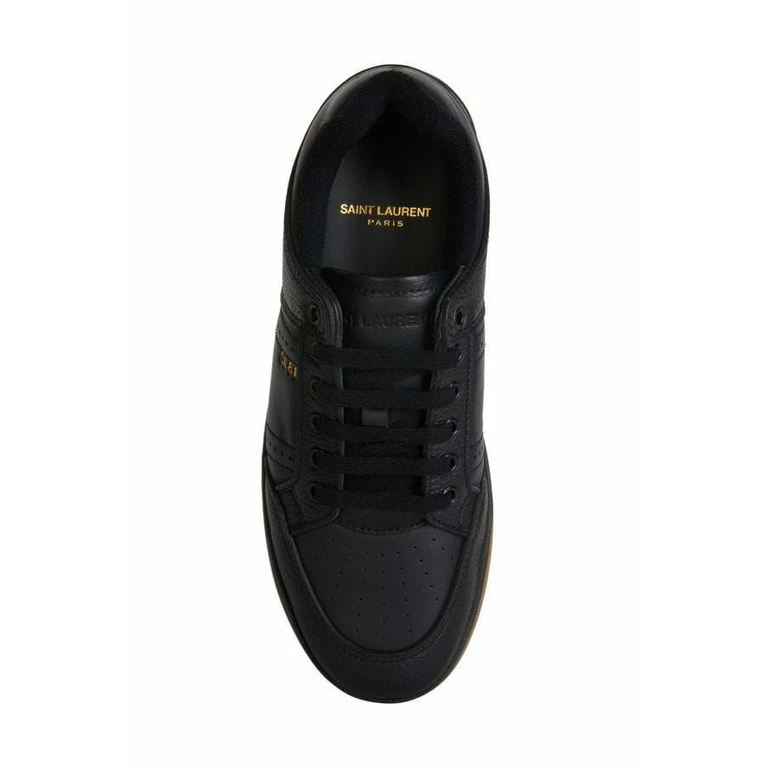 Saint Laurent Black Calf Leather Low Top Sneakers - Men