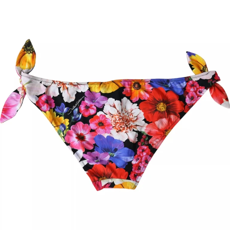 Dolce & Gabbana Black Floral Print Swimsuit Bikini Bottom Swimwear Nylon Elastane Clothing - Women