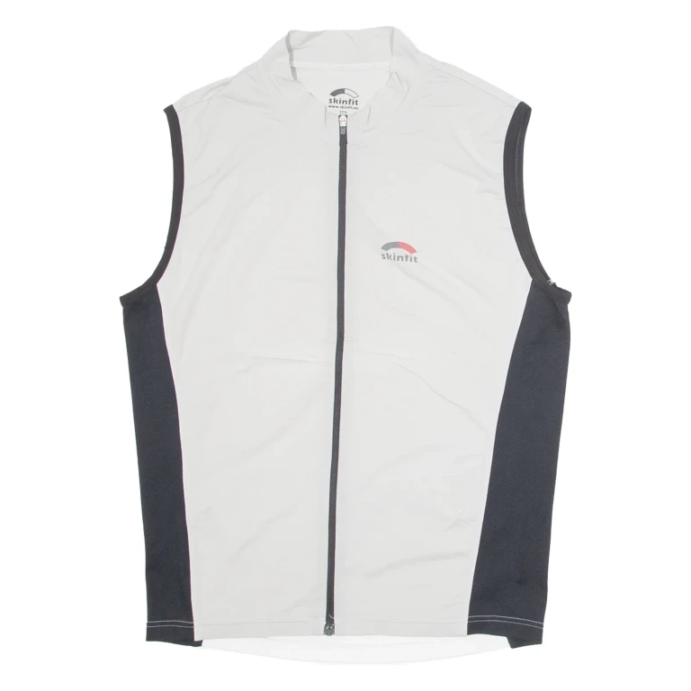 SKINFIT Cycling Mens Jersey Grey Sleeveless 1/4 Zip L