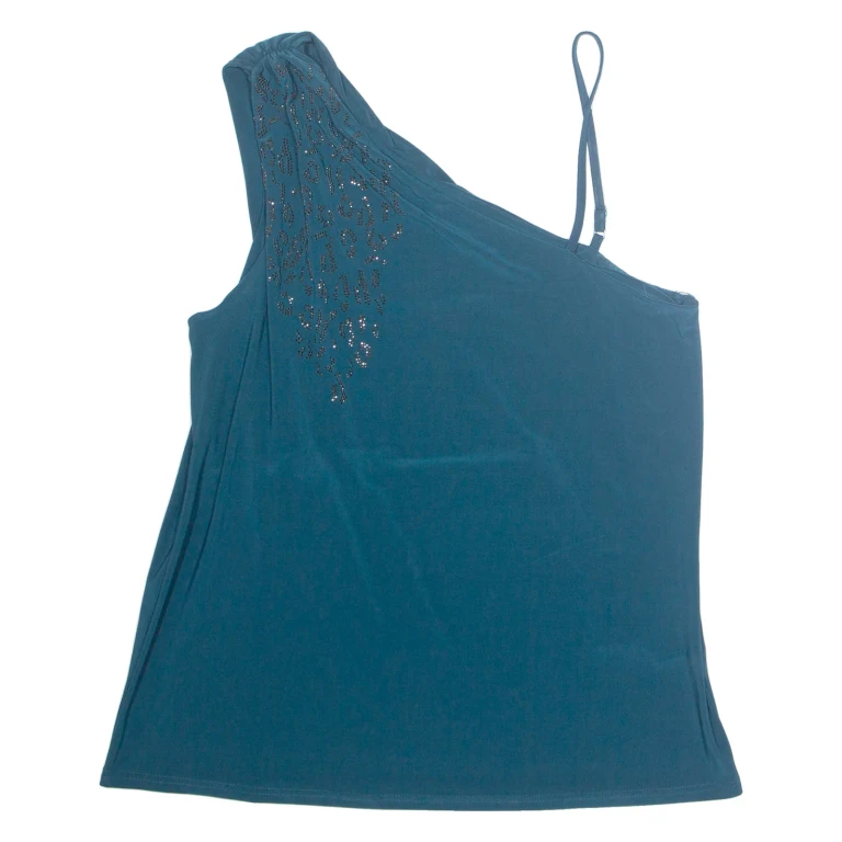 YESSICA Womens Blouse Blue One Shoulder S